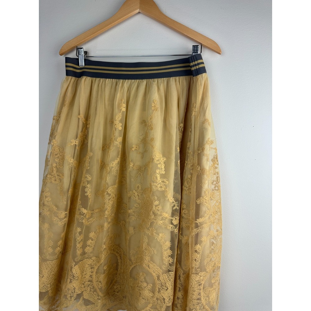 NEW Ariat Stevie Midi Skirt Gold Dust Floral Tulle Lace Mesh XL Ethereal Fairy - Picture 13 of 15